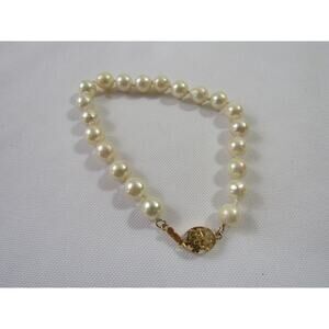 VTG Faux Pearl‎ Bead Wrist Bracelet 5" Y2K Whimsical Art Boho Cottagecore Y2k